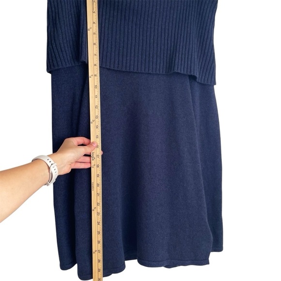 UGG Rhodyn Off Shoulder Long Sleeve Sweater Navy blue medium knit tunic wool M - Picture 10 of 13